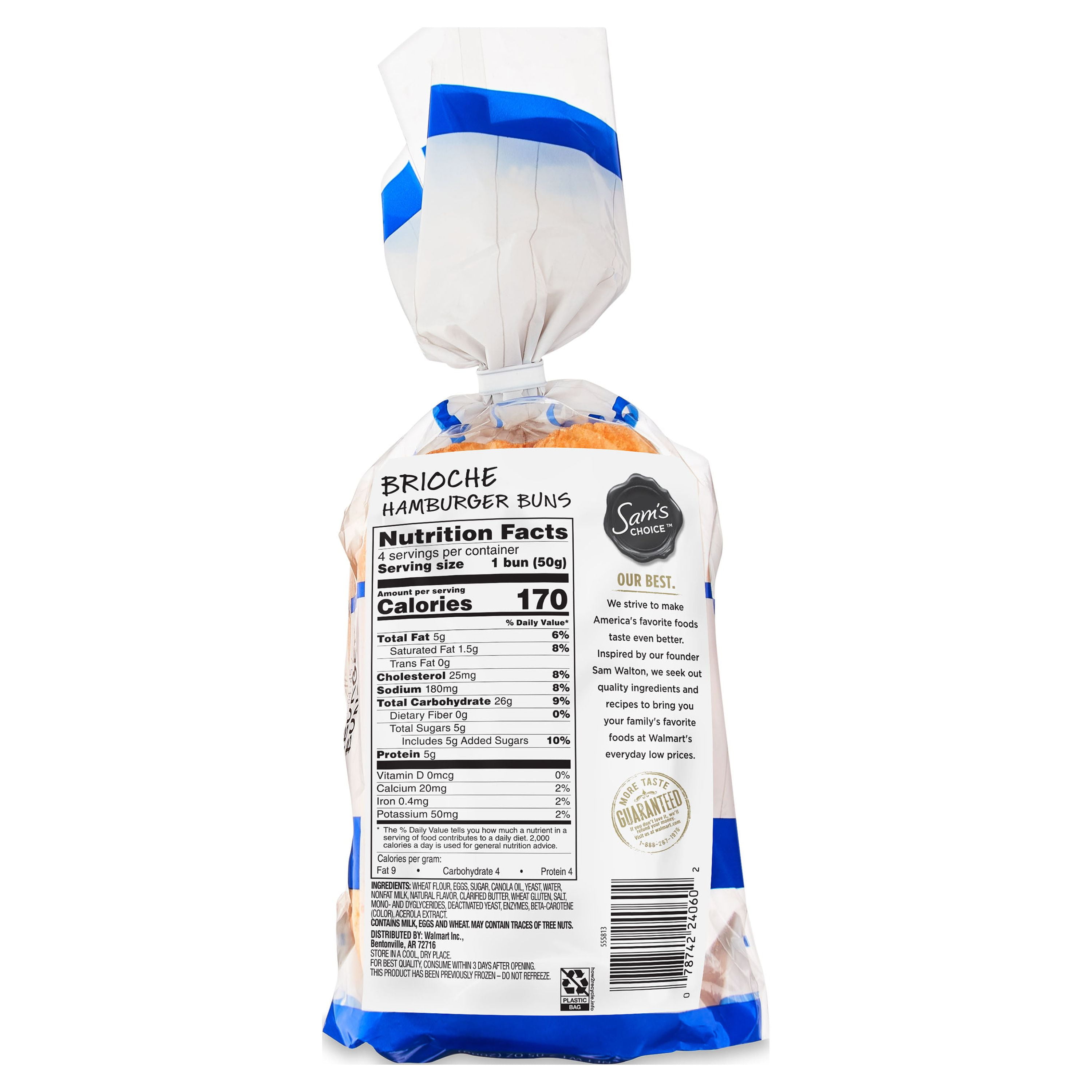 Sam's Choice Brioche Hamburger Buns, 7.05 oz, 4 Count