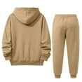 thumbnail image 4 of Men's Casual Sports Zipper Fleece Hooded Sweatshirt and Sweatpants Solid Color Set, Warm and Comfortable for Winter Activities and Lounge,Camel,M, 4 of 6