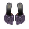 thumbnail image 3 of YDN Women's Bows Open Toe Slides Sandals Rhinestone Block Low Heeled Slip On Mules Casual Shopping Shoes Size 10.5 Dark Purple, 3 of 4