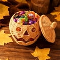 thumbnail image 4 of Halloween Woven Pumpkin Decoration, Hand-Woven Pumpkin Halloween Storage Basket, Spooky Handmade Wicker Pumpkin Decor for Home Mantel Shelf Fall Party Decorations, 4 of 8