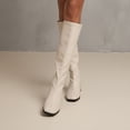 thumbnail image 6 of Women's Knee High Boots Zippered Casual Winter Boots Low Block Heel Solid Color Faux Leather Comfortable Walking Shoes for Daily Outdoor Indoor Use Beige E, 6 of 9