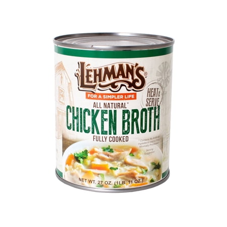 Lehman s Canned Chicken Broth for Cooking Baking and Kitchen Pantry Fully Cooked Heat and Serve Can 27 oz
