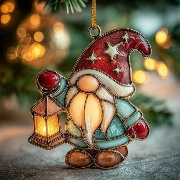 Seyotauo Whimsical Christmas Gnome Ornaments - Handcrafted Acrylic Light-Reflecting Collection, Folklore Inspired Decor, Heartfelt Christmas Tree Ornaments & Cherished Holiday Gifts
