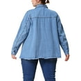 thumbnail image 3 of Agnes Orinda Women's Plus Size Casual Washed Frayed Denim Jacket, 3 of 6