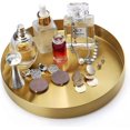 thumbnail image 1 of Bandeja redonda dorada para servir, bandejas decorativas para perfumes, joyas, cosméticos, comida, café, té, velas, tocador de baño, mesa de baño (latón), 1 of 5
