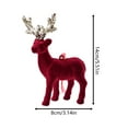 thumbnail image 3 of Burgundy Flocked Reindeer Christmas Table Decor – Velvet Standing Deer Figurine, Elegant Holiday Desktop Ornament for Living Room, Fireplace, Mantel & Home Xmas Decorations, 3 of 8