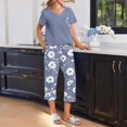 thumbnail image 7 of LIZUOJUN Pajamas for Women Set Short Sleeve Capri Pants Sleepwear 2 Piece Lounge Set Soft Comfy Breathable Pjs Loungewear Sleepwear Set - L, 7 of 7