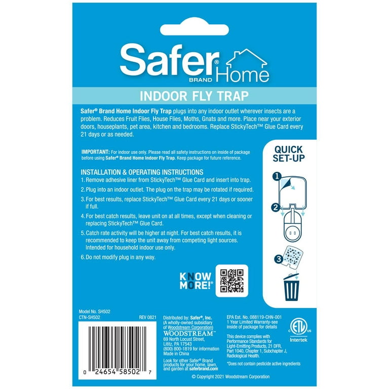 Safer Home Indoor Fly Trap Plug, 3-Pack
