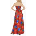 thumbnail image 3 of HAPPY BAY Women's Summer Boho A-Line Smocked Strapless Dresses Evening Long Tube Top Slit Maxi Beach Dress for Women One Size Coral, Hibiscus Palm, 3 of 3