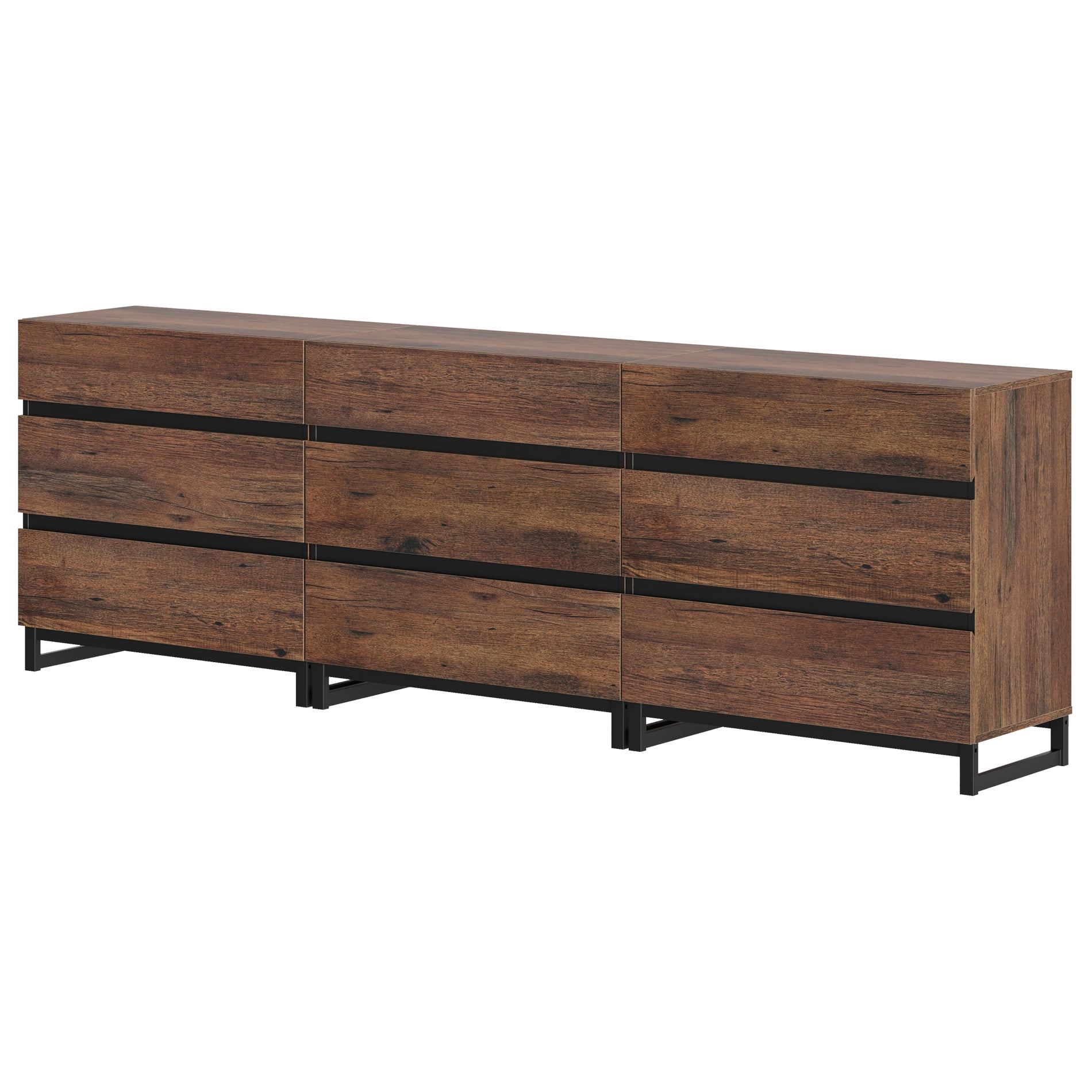 3 In 1 Multifunctional Sideboard Buffet Cabinets, Modern Sideboard With Adjustable Shelf And 9 Drawers, Coffee Bar Cabinet Storage Cabinet For Living Room, Kitchen,Brown