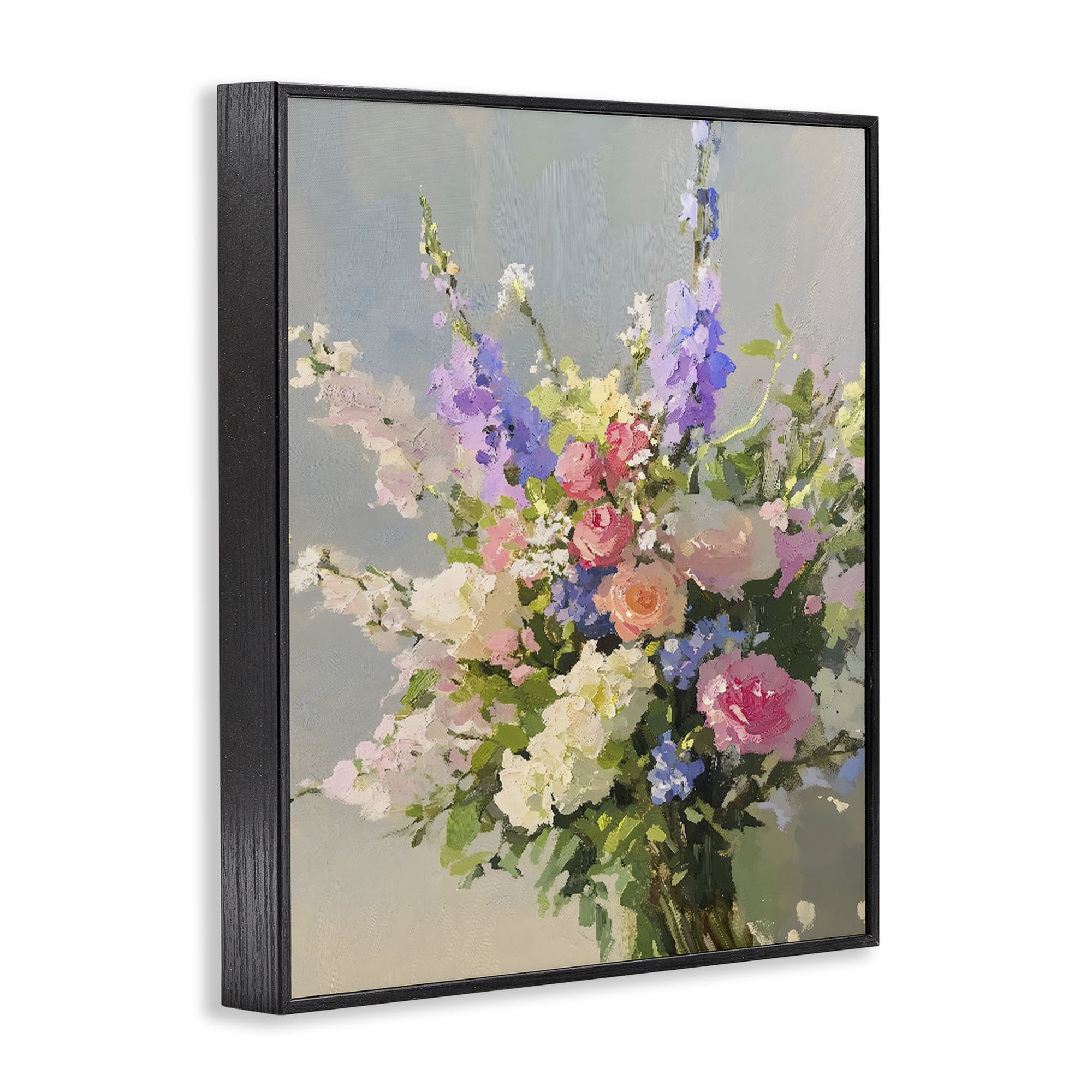Stupell Industries Romantic Pastel Garden Bouquet Black Framed Giclee Art, design by The Prints Vibe