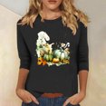 thumbnail image 3 of QIPOPIQ Hauts pour Femmes Manches 3/4 Col Rond Blouses Décontractées Amples en Solde, 3 of 5