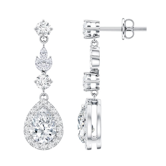 Rosec Jewels Moissanite Dangle Earrings (D-VS1 Grade) Long Dangling Earrings for Women 925 Sterling Silver - Ready to Gift for Women