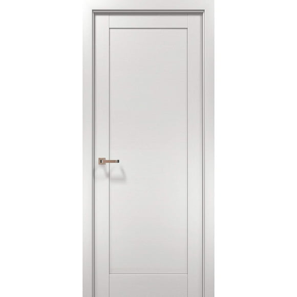 SARTODOORS - Modern MDF Interior Door 24 x 80 with Hardware | Quadro 4111 White Ash | Single Panel Frame Trims | Bathroom Bedroom Sturdy Doors