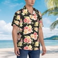 thumbnail image 5 of Balery Rose Flowers Print Men's Hawaiian Shirts Short Sleeve Beach Shirt Relaxed Fit Vacation Button Down Shirts-XX-Large, 5 of 9
