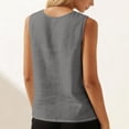 thumbnail image 3 of VEKDONE Sleeveless Button Down Shirts for Women Summer Cotton Crewneck Tank Tops Solid Color Loose Fit Breathable Tanks Casual Blouses Gray XL, 3 of 5