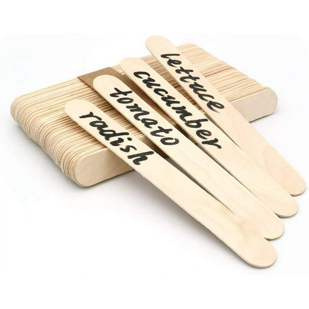 100 Uds. Palitos de madera Natural DIY de 15cm, palitos artesanales de madera Natural, palitos de helado, etiquetas de plantas de madera