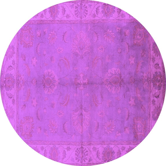 Ahgly Company Indoor Round Oriental Purple Traditional Area Rugs, 4' Round