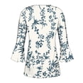 thumbnail image 4 of Pompotops Tunique Décontractée à Manches 3/4 Imprimée Florale Col en V pour Femmes Chemises Basiques d'Été Blouse Plissée Liquidation, 4 of 5