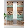 thumbnail image 5 of Sheer Curtains 96 Inches Long, Western Texas Star Vintage Semi Sheer Curtains Light Filtering Window Treatment, Retro Farmhouse Brown Green Wood Grain Privacy Voile Drapes for Living Room 52x96 Inch, 5 of 7