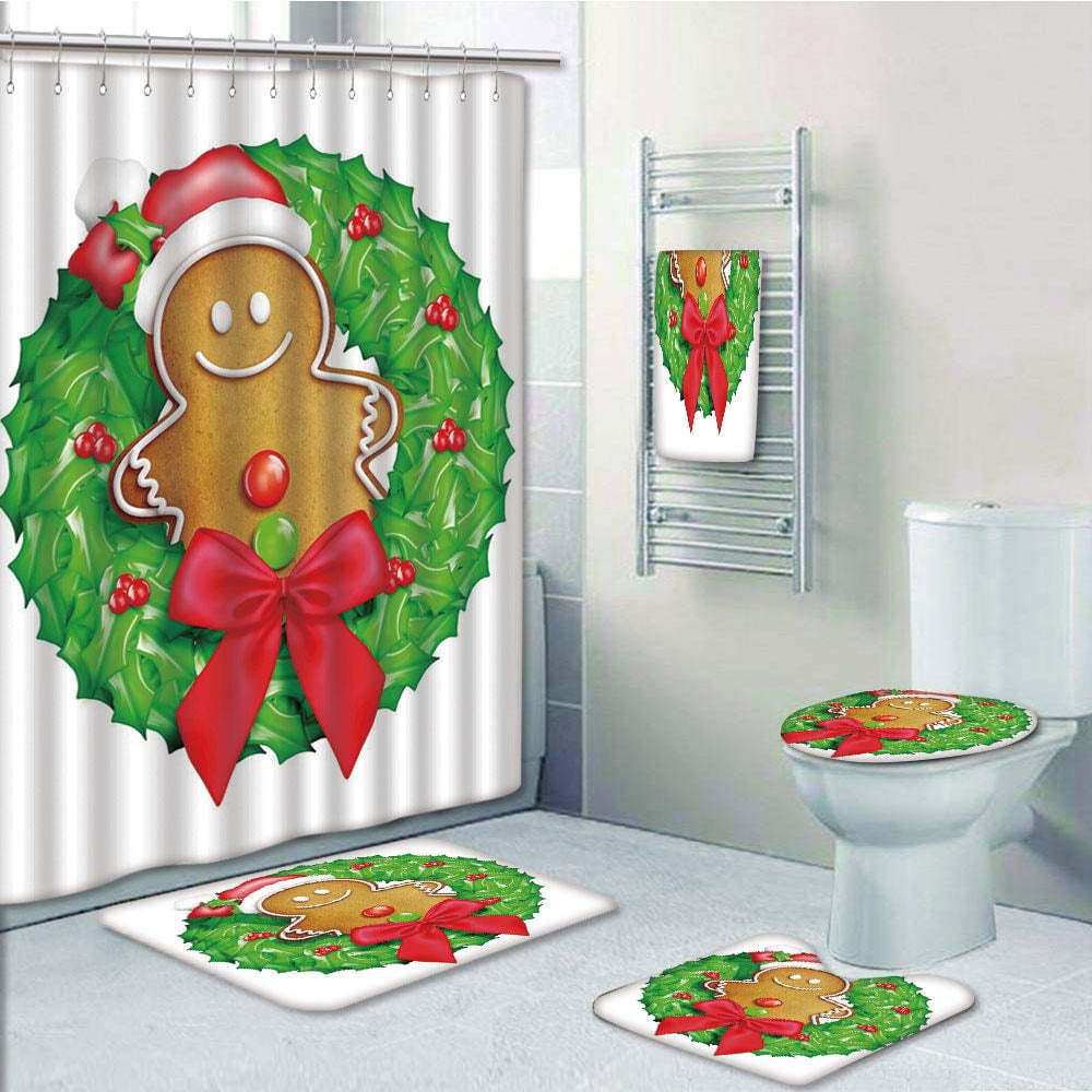 PRTAU Gingerbread Man Cartoon Christmas Wreath with Gingerbread Man