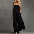 thumbnail image 2 of XUNKUSGA 2 Piece Sets for Women Casual Loose Square Neck Crop Tank Tops and Wide Leg Palazzo Pants Matching Sets Classic Summer Solid Color Women Sets,Black,XL, 2 of 10