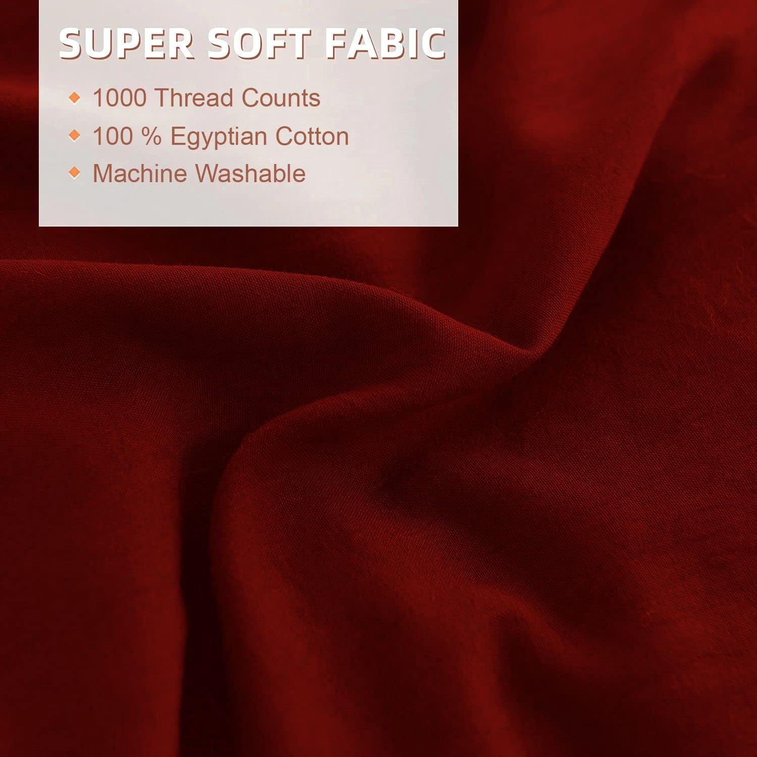 5 Piece Luxury 5 Inch Two Layer Ruffle Comforter 550 GSM All Season (Oversized Queen Size) Premium Super Soft - 800 TC, 100% Egyptian Cotton- Solid Burgundy Colour