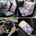 thumbnail image 2 of Jeiento Hummingbird Car Seat Cover Set Daisy Steering Wheel Cover Seat Belt Covers Center Console Pad Coasters Lipstick Sleeve Pouch Key Ring, 13 pcs Set, Purple, 2 of 8
