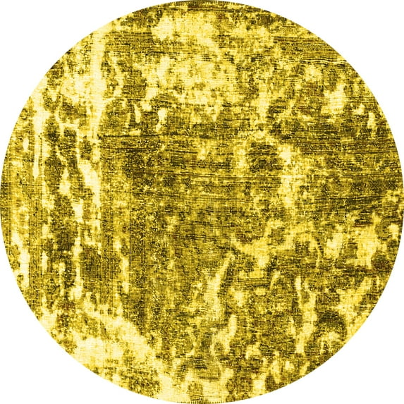 Ahgly Company Indoor Round Persian Yellow Traditional Area Rugs, 5' Round