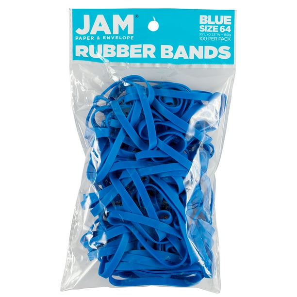 JAM Rubber Bands, Size 64, Blue, 100 Per Pack