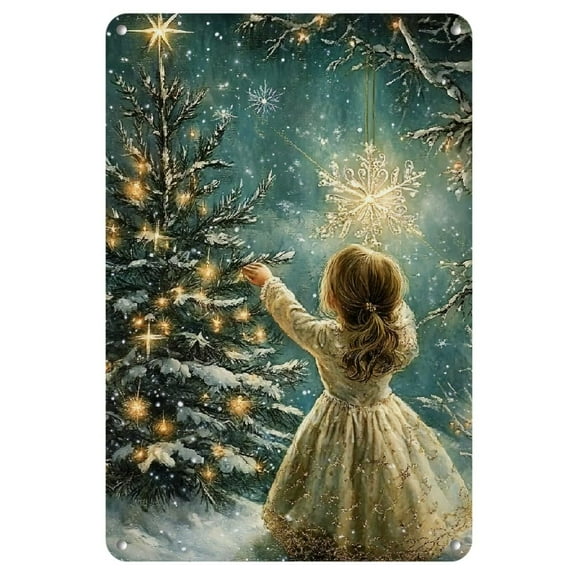 Vibrant Christmas Tree Metal Tin Sign - Perfect for Home, Office & Holiday Decor, Easy Hang 8x12" Wall Art, Perfect for Room Decor