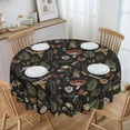 thumbnail image 2 of Vintage Mushroom Leaf Round Tablecloth 60 Inch Scalloped Edges, Stain Resistance Perfect for Home, Kitchen, Patio, Indoor/Outdoor Use, 2 of 6