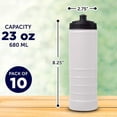 thumbnail image 5 of 10 Plastic Water Bottles Set, 23 oz. - Screw-On Lid, Grip Design - White, 5 of 8