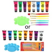 7 Tube 10ml UV Glow Luminous Face and Body Paint Neon Fluorescent Pigment Glow in Dark Makeup Painting Kit