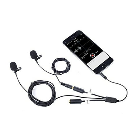 Movo Executive Lavalier Clip-on Interview Microphone with Secondary Mic & Headphone Monitoring Input for Apple iPhone, iPad, Samsung, Android (Best Lavalier Mic For Interviews)