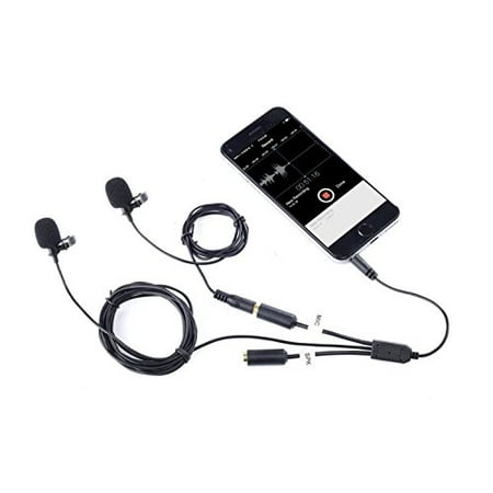 Movo Executive Lavalier Clip-on Interview Microphone with Secondary Mic & Headphone Monitoring Input for Apple iPhone, iPad, Samsung, Android (Best Microphone For Interviews)