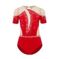 thumbnail image 3 of vastwit Combinaison de Danse Ballet à Manches Courtes avec Strass pour Filles, Rouge 10, 3 of 7