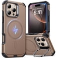 thumbnail image 1 of Pour iPhone 16 Pro Max Étui avec Support, Protection de Qualité Militaire 7X, Étui de Téléphone Magnétique Robuste, Compatible avec Accessoires MagSafe, Série Cyber, Noir, Or Rose, 1 of 5