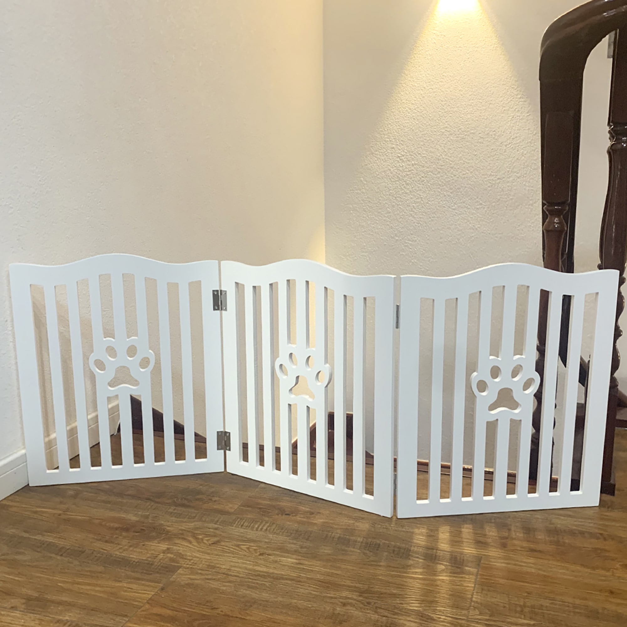 Trimate Wooden Free Standing Pet Gate for Small Dogs and Cats, White