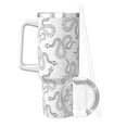 thumbnail image 2 of Balery Hand Drawn Snake Pattern 40oz Stainless Steel Tumbler Double Wall Vacuum Insulated Water Bottle Ice Bully Insulated Tumbler With Handle And 2 in 1 Straw Lid, 2 of 8