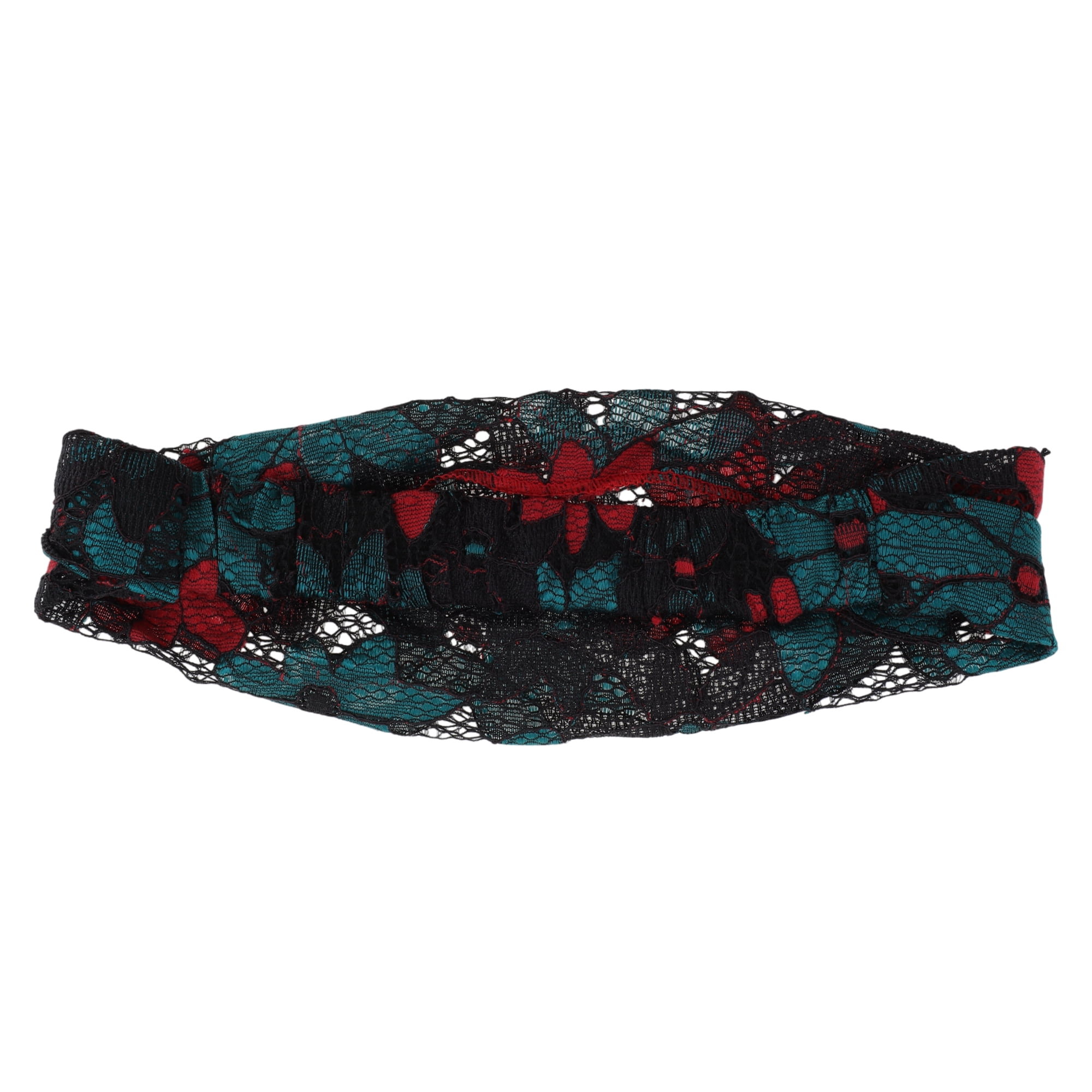 Unique Bargains Eight-leaf Flower Lace Wide Headband 1 Pc Green Red