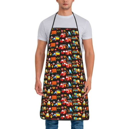 

Wukai Construction Truck Print Aprons Adjustable Bib Aprons Cooking Kitchen Chef Apron for Women and Men