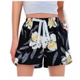 thumbnail image 4 of FAZVAOO Women's Pajama Shorts,Floral Printed Drawstring Elastic Waist Sleep Shorts,7"Inseam, 4 of 5