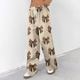thumbnail image 3 of Fabrcox Wide Leg Pants Woman Bow Baggy Womens Lounge Pants Loose Spring Summer Valentine Trousers Pants for Women with Pockets, 3 of 5