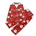 thumbnail image 2 of Tfken Girls Christmas Pajamas Santa Claus Print Button Down Long Sleeve Top Pants 2 Piece Pjs Set Fall Winter Casual Family Gathering Xmas Loungewear,Size 3-14 Years Red, 2 of 3
