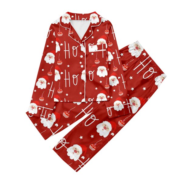 SGMVNU Christmas Pajamas for Kids 2025 Boys Children's Christmas Print Long Sleeve Trousers Cardigan Children's Pyjamas Two Piece Outfits Nice Giftsfor Kids(Size 7-8 Years,Red)