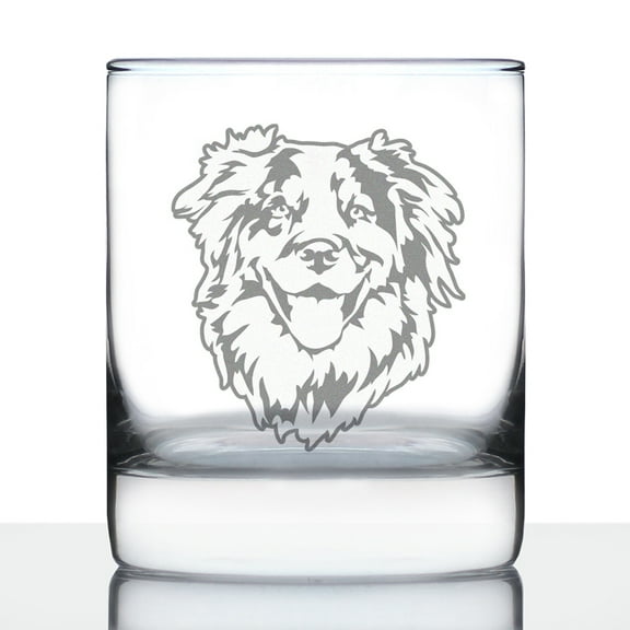 Bevvee Whiskey Rocks Glass 10.25 oz Australian Shepherd Face Australian Shepherd Owner Gifts Glassware & Drinkware