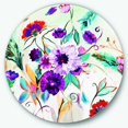 thumbnail image 1 of Designart 'fleurs de Ferme Abstraites Violettes et Rouges' Art Mural en Métal Cercle, 1 of 3