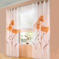 thumbnail image 1 of 2 Pieces Hand Drawn Floral Print Living Room Curtains Width 150cm (Height 225cm, Orange), 1 of 5