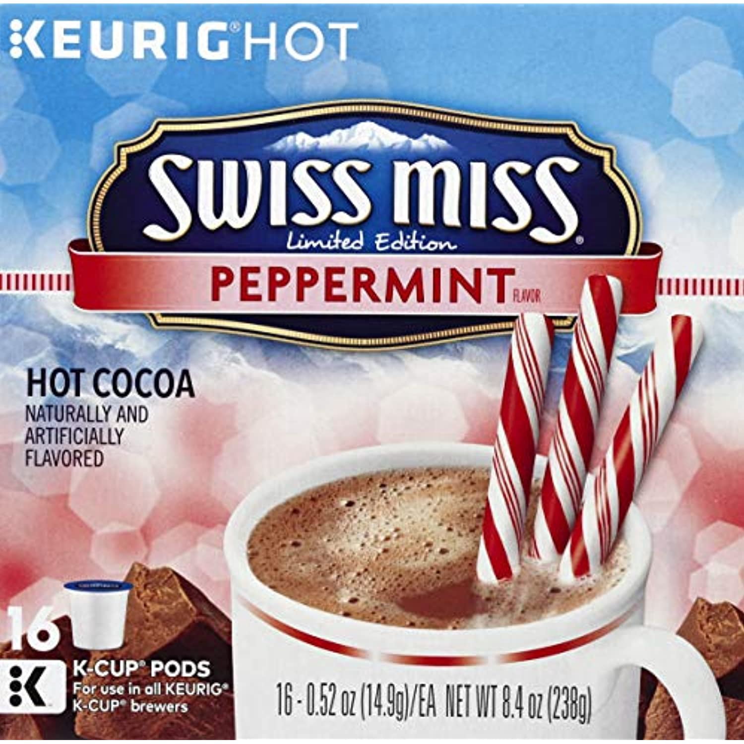 Swiss Miss Peppermint Chocolate Hot Cocoa, Keurig KCups, 16 Count